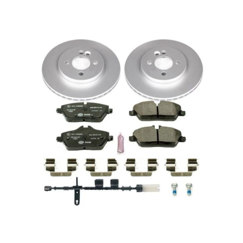 PowerStop ESK6739 Genuine Geomet Coated Rotors, ECE-R90 Brake Pads + Hardware Kit