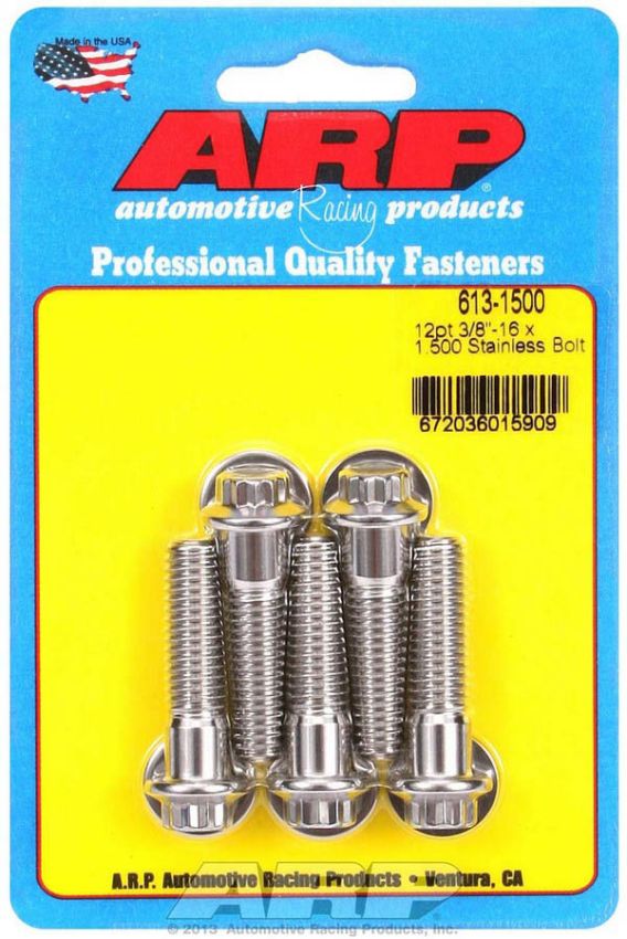 ARP ARP613-1500 S/S Bolt Kit - 12pt. (5) 3/8-16 x 1.500