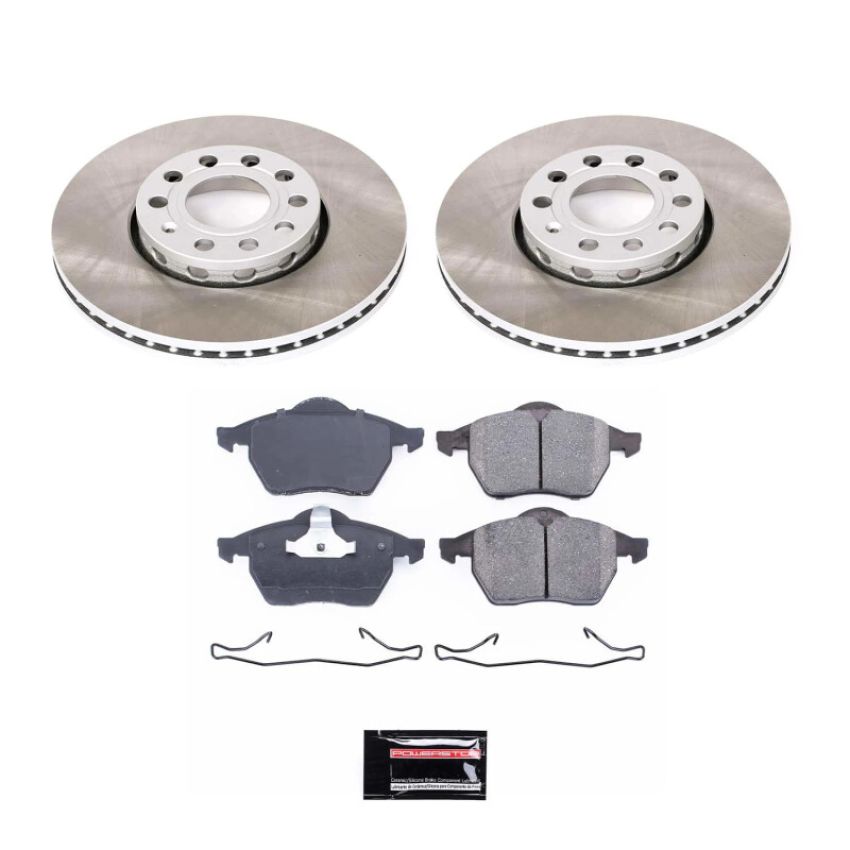 PowerStop SC3103 Semi-Coated Rotor and Low-Dust Ceramic Brake Pad Kit