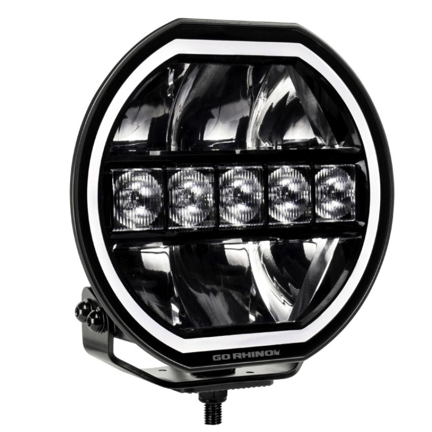 Go Rhino 751080711CRS Xplor Blackout Series Maxline LED Hi/Low Beam w/Multi DRL (Surface Mount) 7in. - Blk