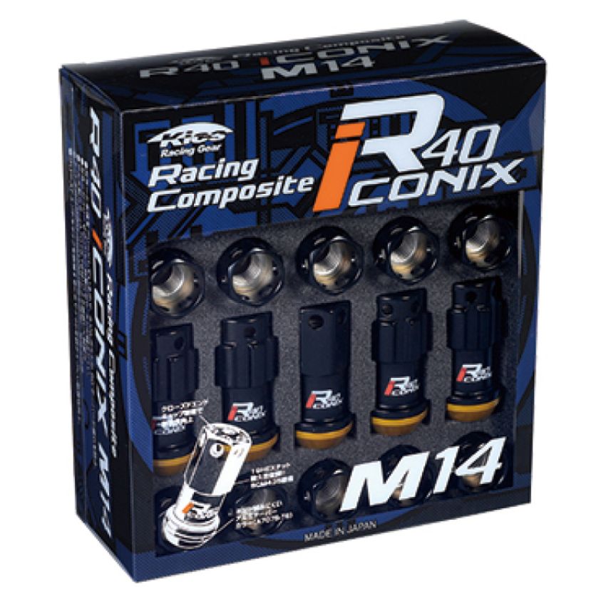 Project Kics WRI15KA KYO-EI R40 Iconix M14x1.25 Black Lock & Nut Set (Capless)