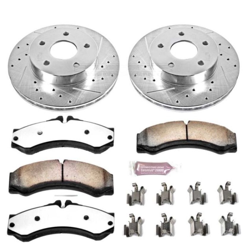 PowerStop K2149-36 Z36 Truck and SUV Carbon-Fiber Ceramic Brake Pad and Drilled & Slotted Rotor Kit