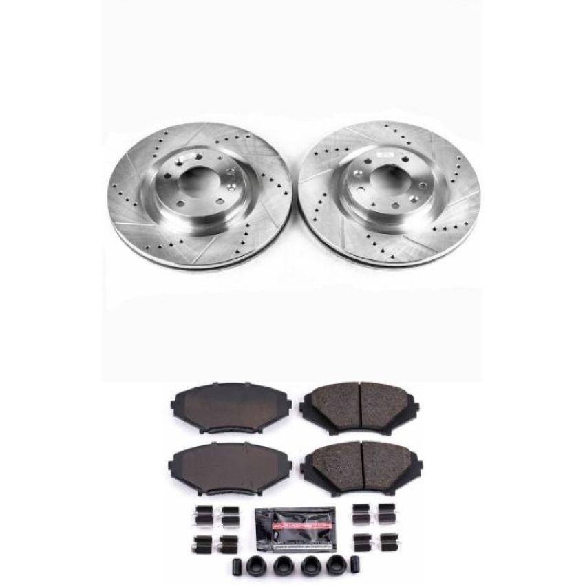 PowerStop K3026 Z23 Daily Driver Carbon-Fiber Ceramic Brake Pad and Drilled & Slotted Rotor Kit