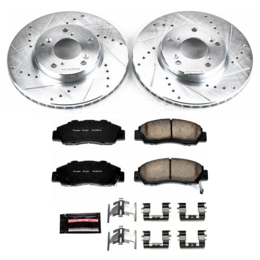 PowerStop K1041 Z23 Daily Driver Carbon-Fiber Ceramic Brake Pad and Drilled & Slotted Rotor Kit