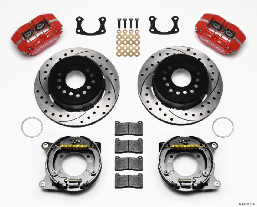 Wilwood 140-13207-DR Dynapro Dust-Boot P/S Park Brake Kit Drilled Red New Big Ford 2.50in Offset