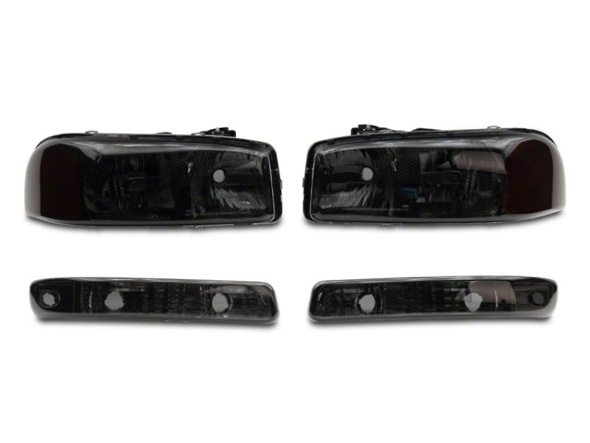 Raxiom S518304 99-06 GMC Sierra 1500 Axial Series OEM Crystal Rep Headlights- Chrome Housing- Smoked Lens