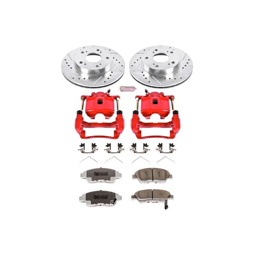 PowerStop KC2389-26 Z26 Street Performance Ceramic Brake Pad, Drilled Slotted Rotor, and Caliper Kit