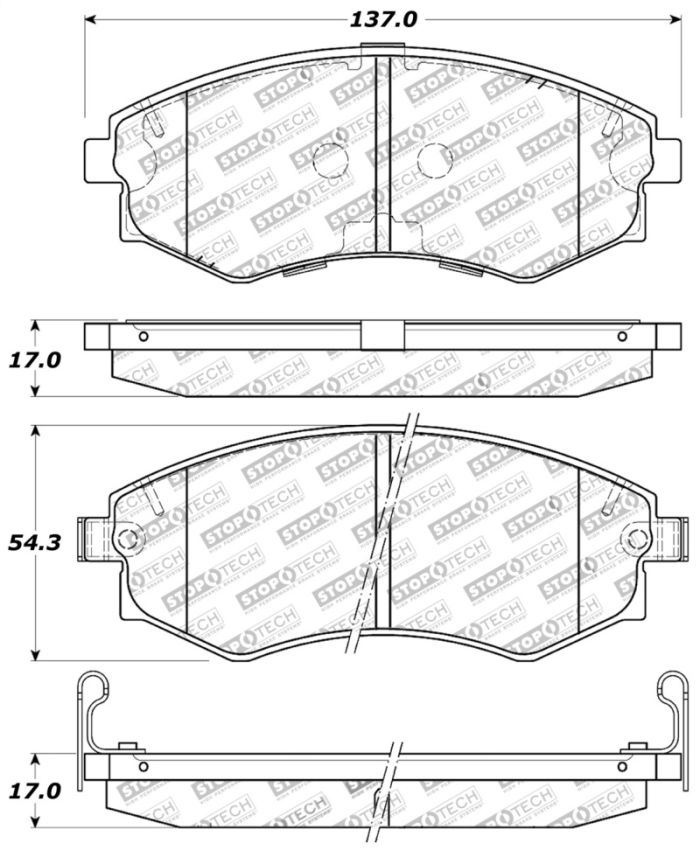 Stoptech 309.07000 Performance 89-1/94 Nissan 240SX (w/ABS) 92-01/05-06 Hyundai Elantra Front Brake Pads