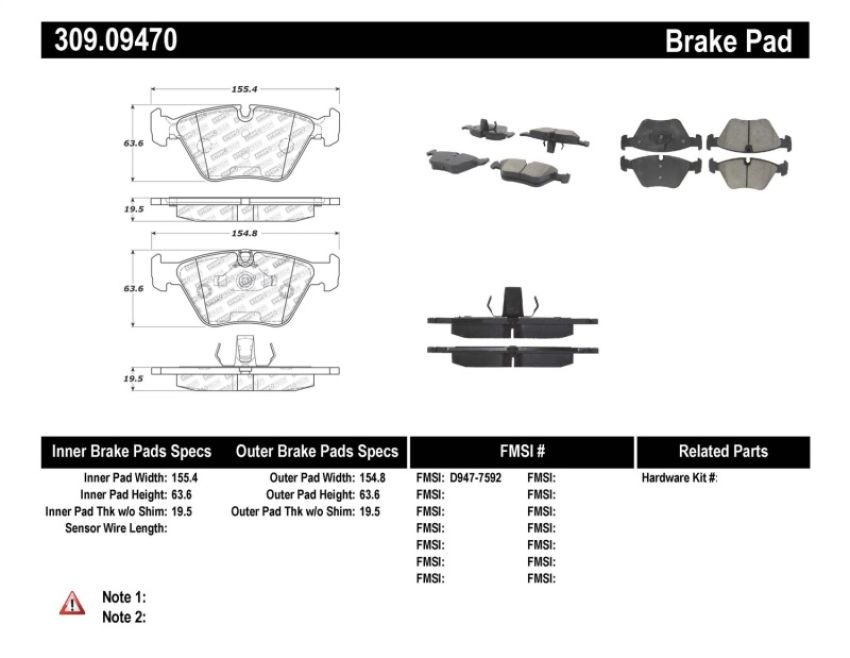 Stoptech 309.09470 Performance 06-09 BMW M3/Z4 (E86/E89) Front Brake Pads