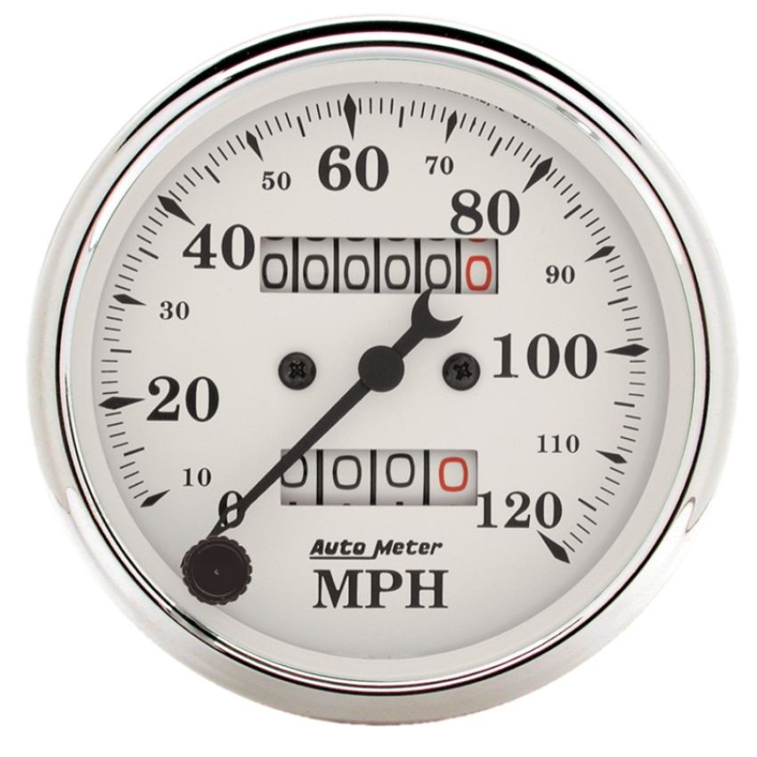 AUTOMETER ATM1693 Old Tyme White 3 1/8in 120MPH Mech. Speedo
