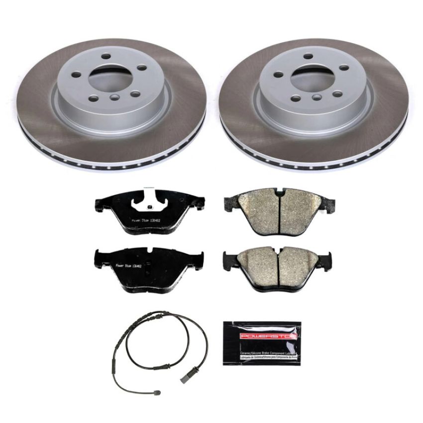 PowerStop SC6032 Semi-Coated Rotor and Low-Dust Ceramic Brake Pad Kit