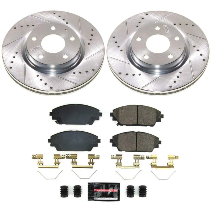 PowerStop K8755 Z23 Daily Driver Carbon-Fiber Ceramic Brake Pad and Drilled & Slotted Rotor Kit