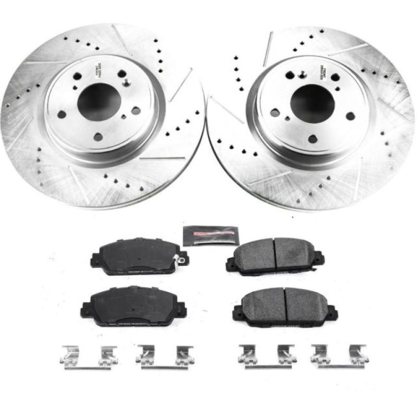 PowerStop K8165 Z23 Daily Driver Carbon-Fiber Ceramic Brake Pad and Drilled & Slotted Rotor Kit