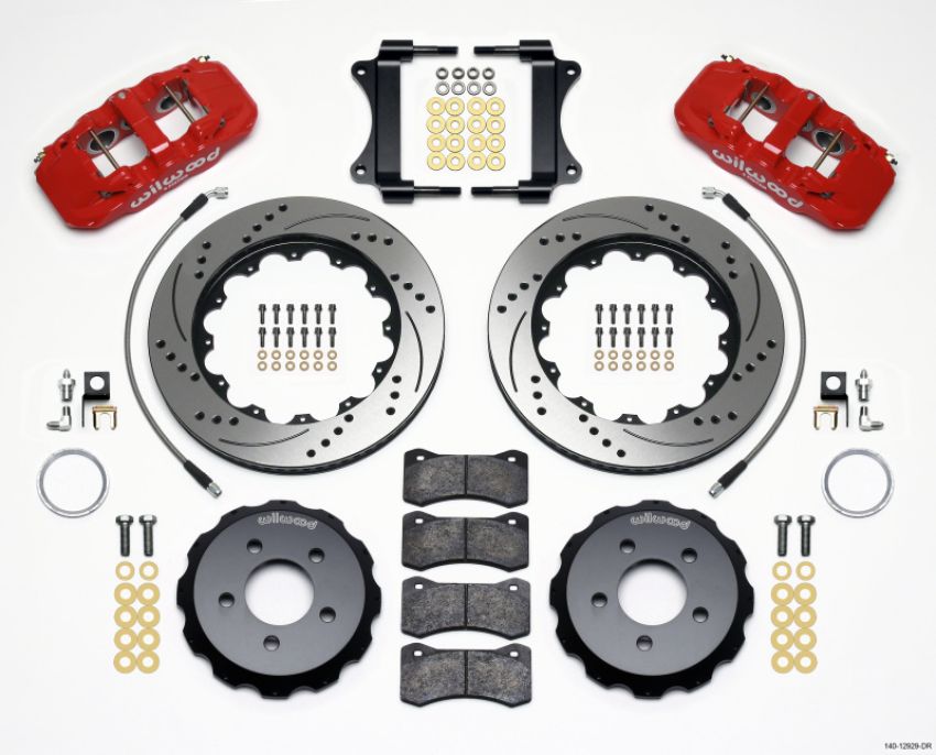 Wilwood 140-12929-DR AERO6 Front Hat Kit 14.25 Drilled Red 2008-2009 Pontaic G8 w/Lines
