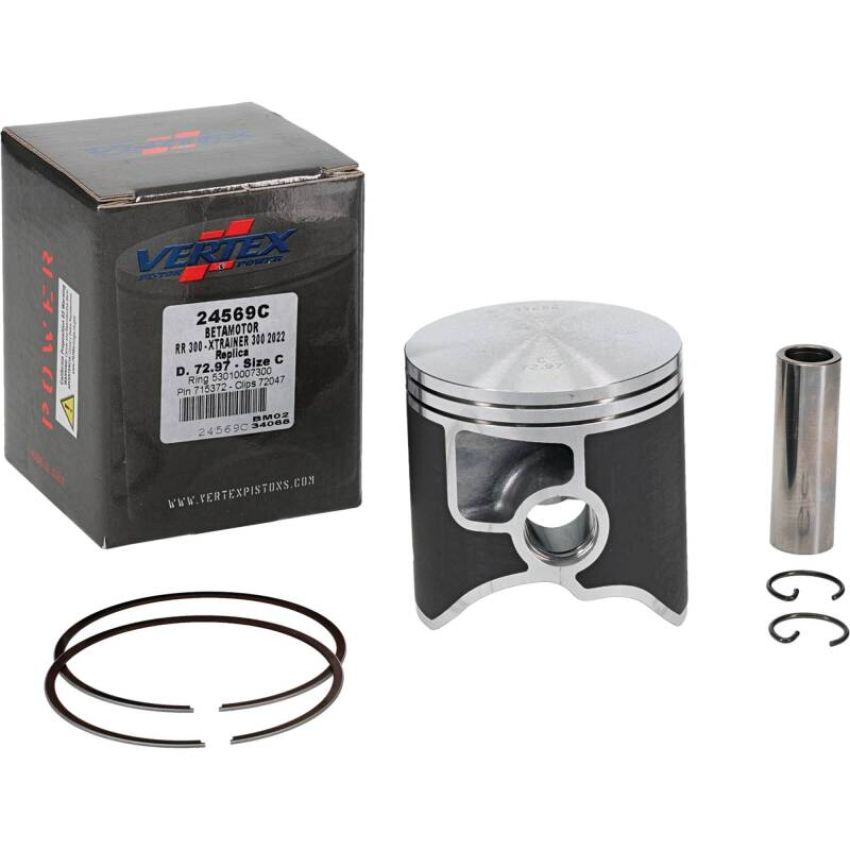 Vertex Pistons 24569C Vertex Piston 22-24 Beta RR 2T 300 300cc Cast Replica Piston Kit