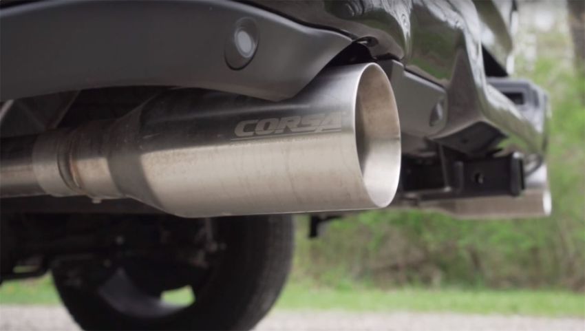 CORSA Performance 21035 Corsa 19-24 Ram 1500 5.7L Crew Cab w/ 57in or 76in Bed Cat-Back Dual Rr Exit 5in Satin Polished Tips