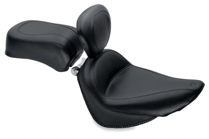 Mustang Motorcycle 79712 Mustang 00-15 Harley Softail Standard Rear Tire Standard Touring Solo Seat w/Driver Backrest - Black
