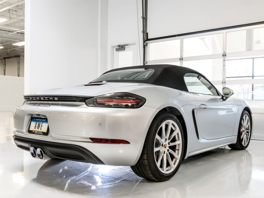 AWE Tuning 3010-32038 Porsche 718 Boxster / Cayman Track Edition Exhaust - Chrome Silver Tips