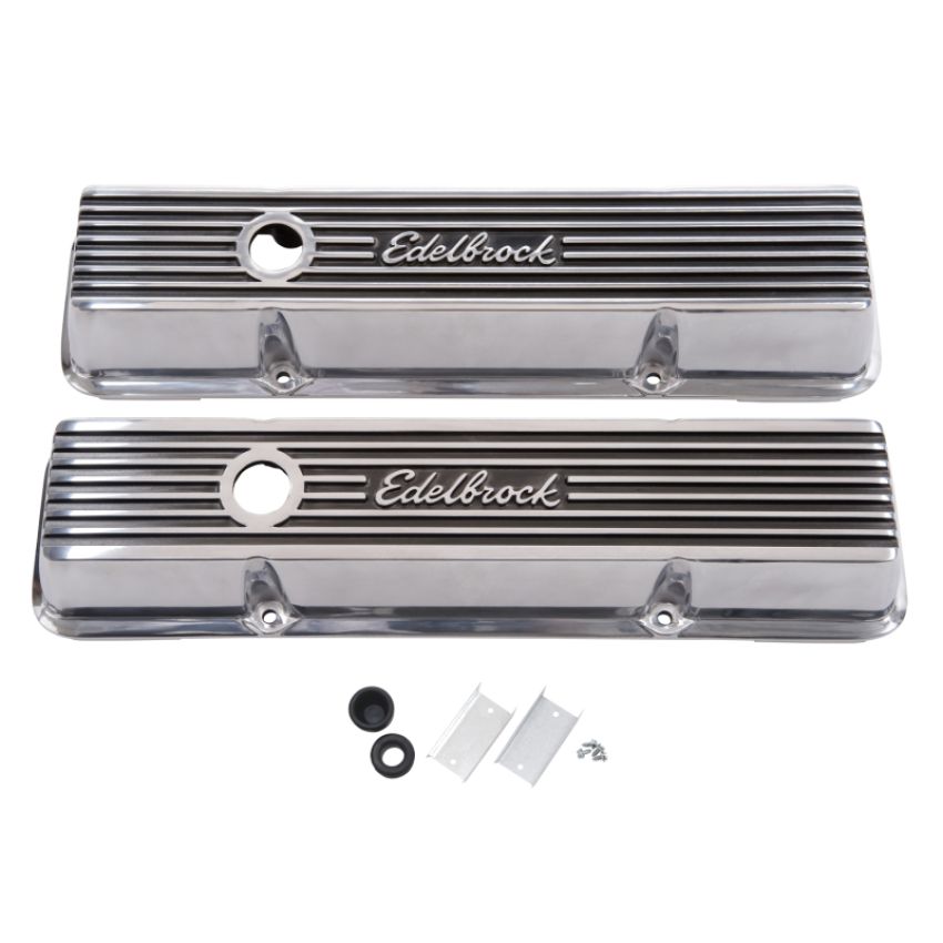 EDELBROCK EDE4263 Valve Cover Kit Elite II Series SBC Tall