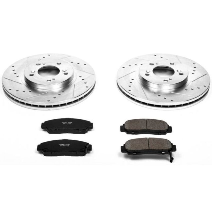 PowerStop K2309 Z23 Daily Driver Carbon-Fiber Ceramic Brake Pad and Drilled & Slotted Rotor Kit