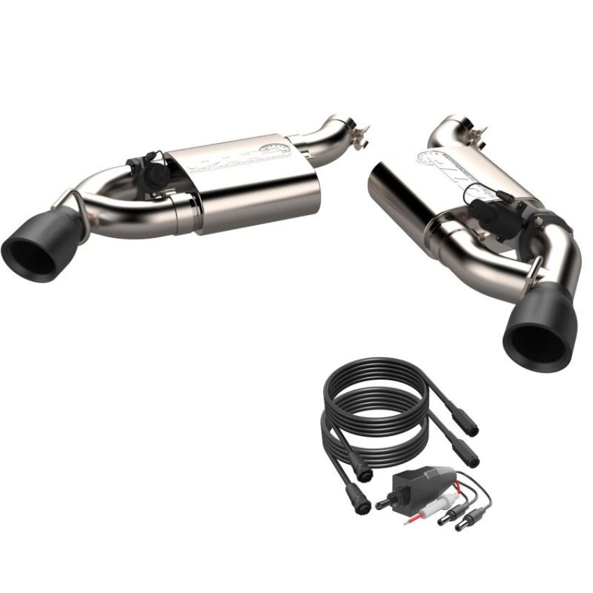 QTP 400116B 2016-2024 Chevrolet Camaro SS   Screamer Axle Back Dual Tip Bumper Black Tips