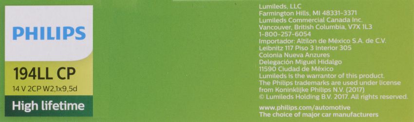 Philips 194LLCP Philips LongerLife Miniature 194LL Pack of 10