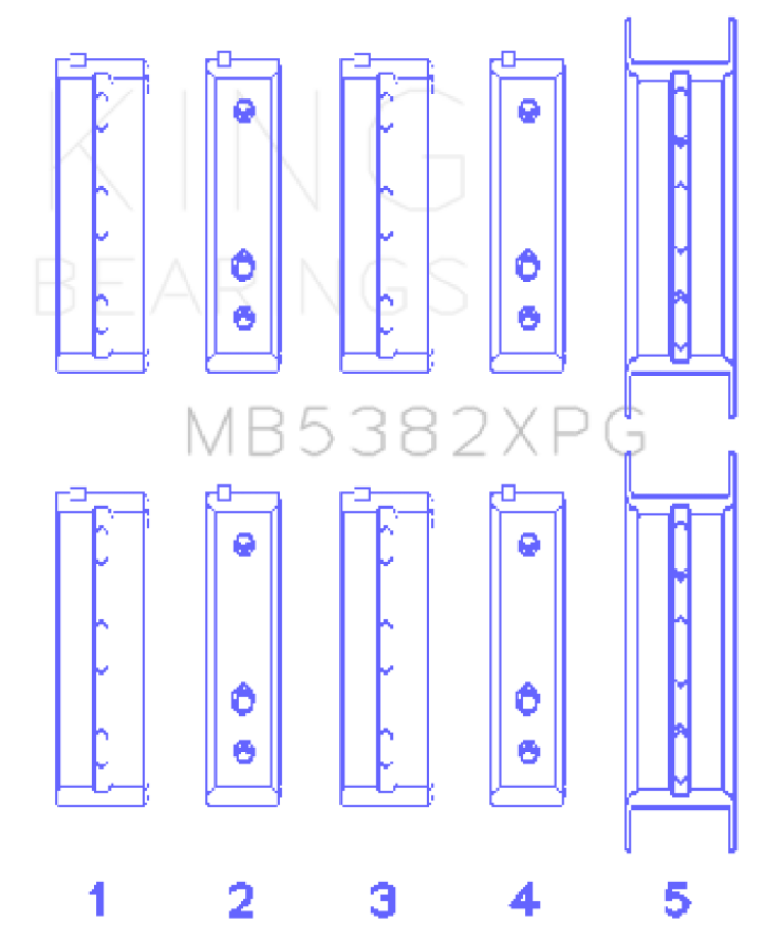 King Subaru EJ20/EJ22/EJ25 (For Thrust in #5 Position) (Size STD) Performance Main Bearing Set