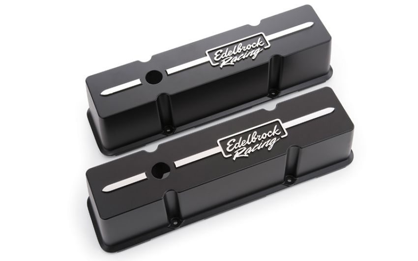 EDELBROCK EDE41643 Valve Cover Kit Race Series SBC Tall Black