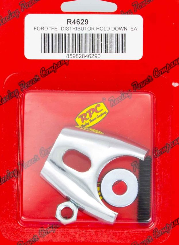 RACING POWER CO-PACKAGED RPCR4629 Ford FE Comp Style Distributor Clamp Chrome