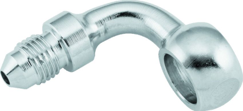 TwinPower 035962 Twin Power Chrome Brake Fitting 3/8 Inch X AN3 90 Degree Banjo Adaptor