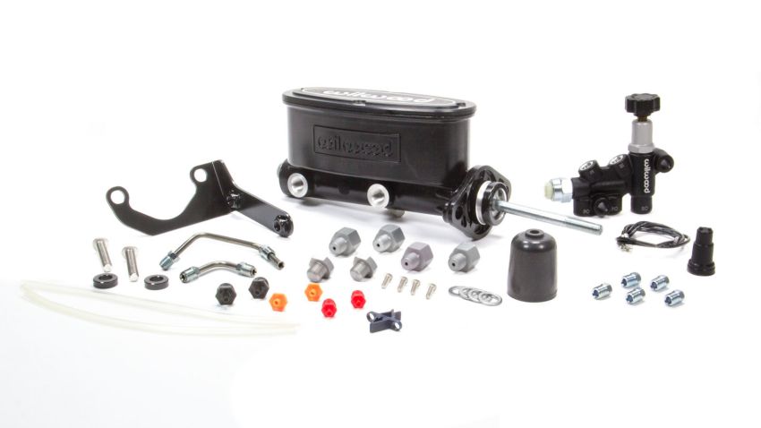 Wilwood 261-13626-BK HV Tandem M/C Kit w L/H Bracket & Prop Valve - 15/16in Bore Black-W/Pushrod