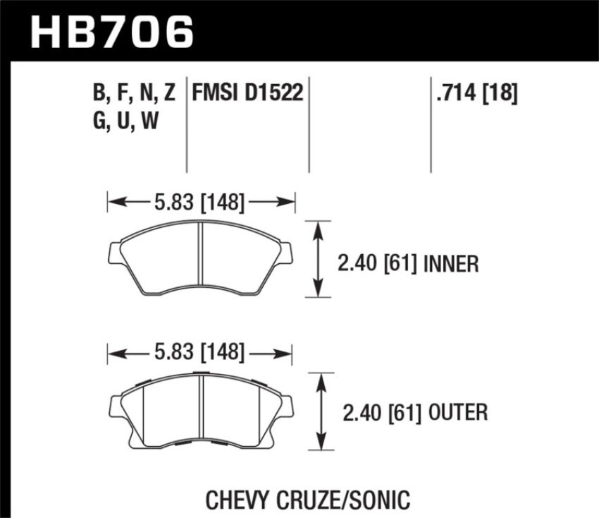 Hawk Performance HB706N.714 HP Plus Disc Brake Pad