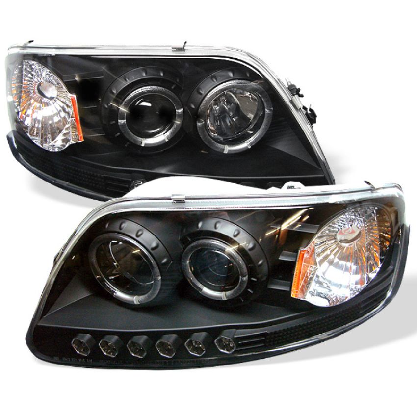 SPYDER 5010261 1PC Projector Headlights - LED Halo - Amber Reflector - Black