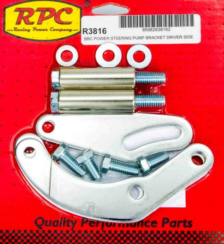 RACING POWER CO-PACKAGED RPCR3816 BBC Saginaw Power Steer Bracket Swp Chrome