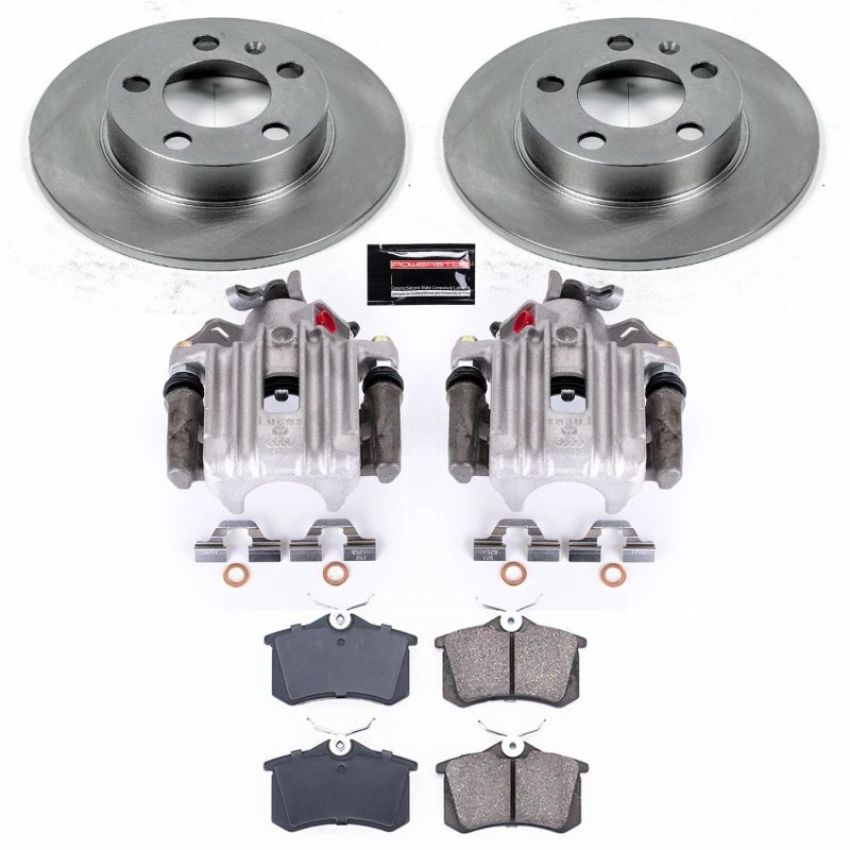 PowerStop KCOE847C OE Stock Replacement Low-Dust Ceramic Brake Pad, Rotor and Caliper Kit