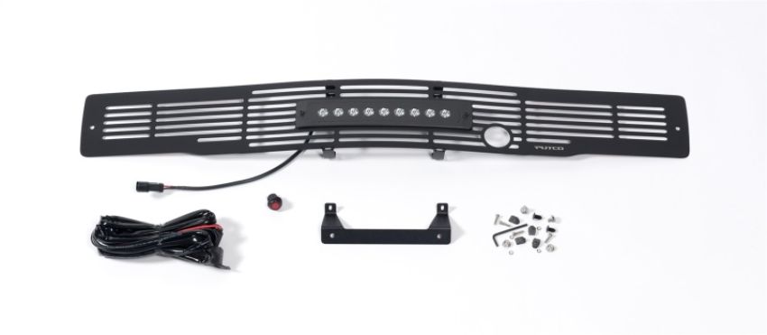 Putco 87160FPL 15-17 Ford F-150 Bumper Grille Insert- SS Blk Bar Design w/Heater Plug & 10in Luminix Lightbar