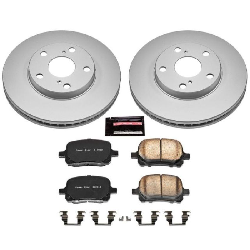 PowerStop CRK1058 Genuine Geomet Coated Rotor and Low-Dust Ceramic Brake Pad Kit