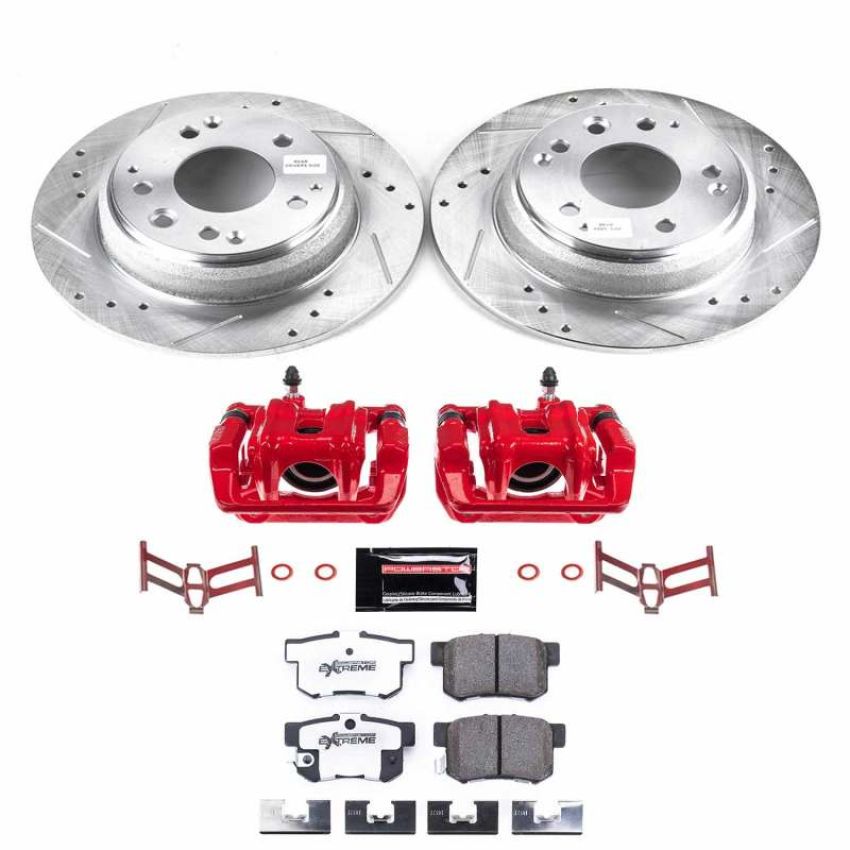 PowerStop KC3153-26 Z26 Street Performance Ceramic Brake Pad, Drilled Slotted Rotor, and Caliper Kit
