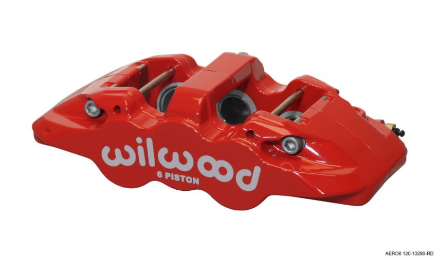Wilwood 120-13290-RD Caliper-Aero6-L/H - Red 1.62/1.12/1.12in Pistons 1.25in Disc