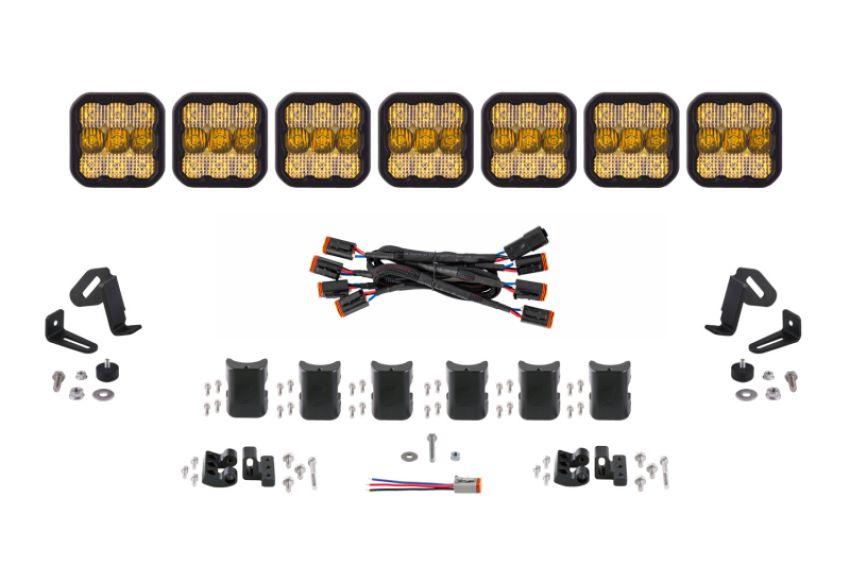 Diode Dynamics DD6801 SS5 Sport Universal CrossLink 7-Pod Lightbar - Yellow Combo