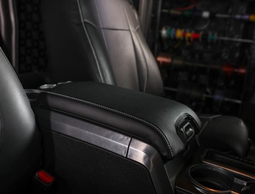 PRP Seats B107-06 PRP 10-14 Ford Raptor  Center Console Cover- Black with Silver Stitch
