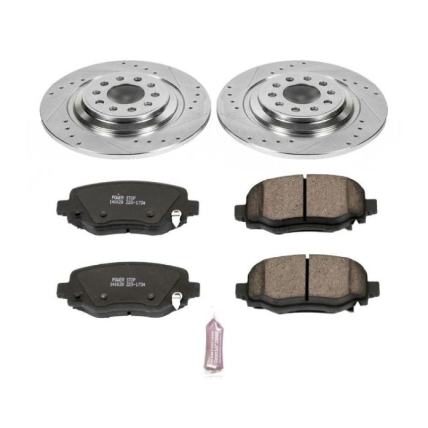 PowerStop K6542 Z23 Daily Driver Carbon-Fiber Ceramic Brake Pad and Drilled & Slotted Rotor Kit