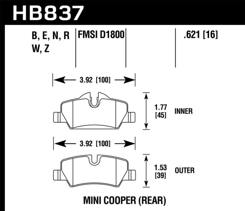 Hawk Performance HB837N.621 HP Plus Disc Brake Pad