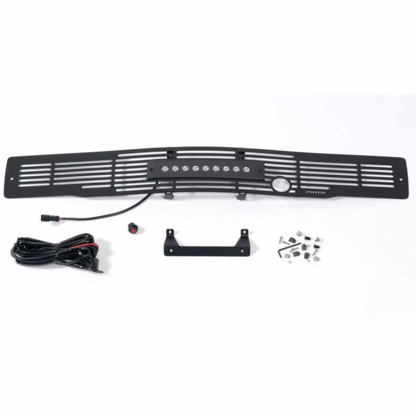 Putco 87160FPL 15-17 Ford F-150 Bumper Grille Insert- SS Blk Bar Design w/Heater Plug & 10in Luminix Lightbar
