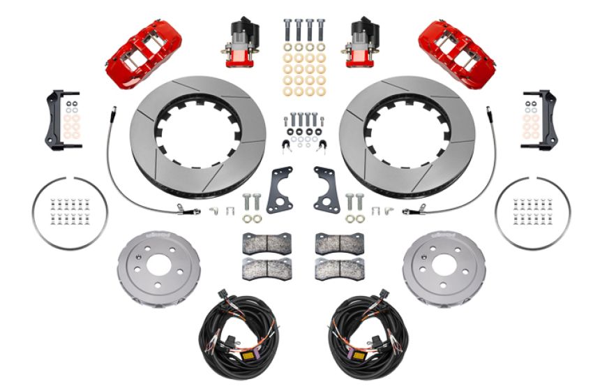 Wilwood 140-17009-R 20-23 Chevy Corvette C8 Aero4 Red Rear Big Brake Kit - Slotted