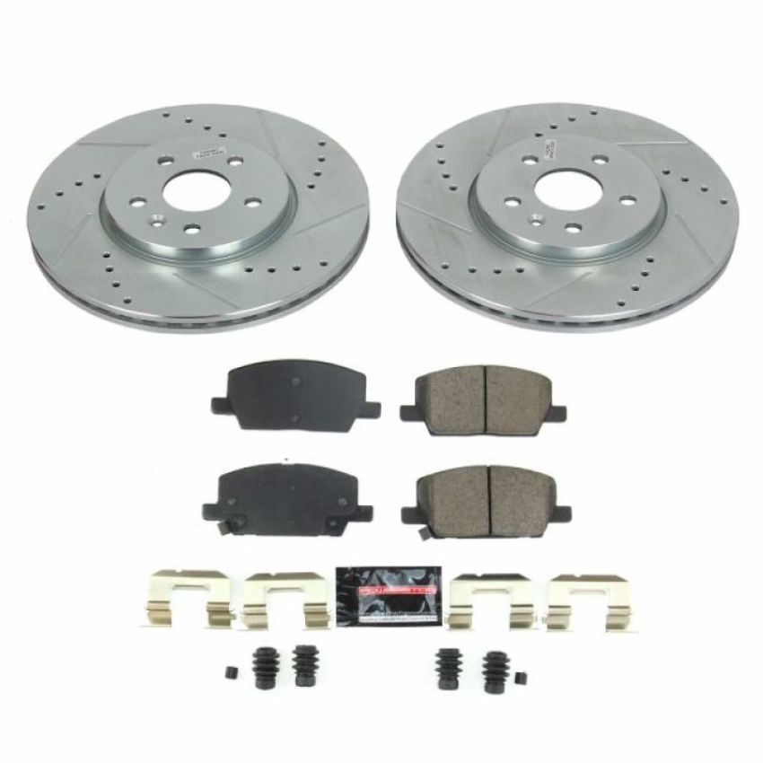 PowerStop K8316 Z23 Daily Driver Carbon-Fiber Ceramic Brake Pad and Drilled & Slotted Rotor Kit