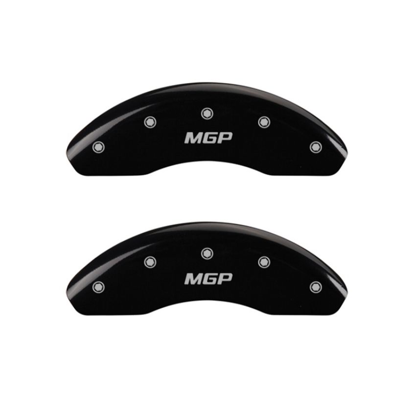 MGP 14012FMGPBK Front set 2 Caliper Covers Engraved Front  Black finish silver ch