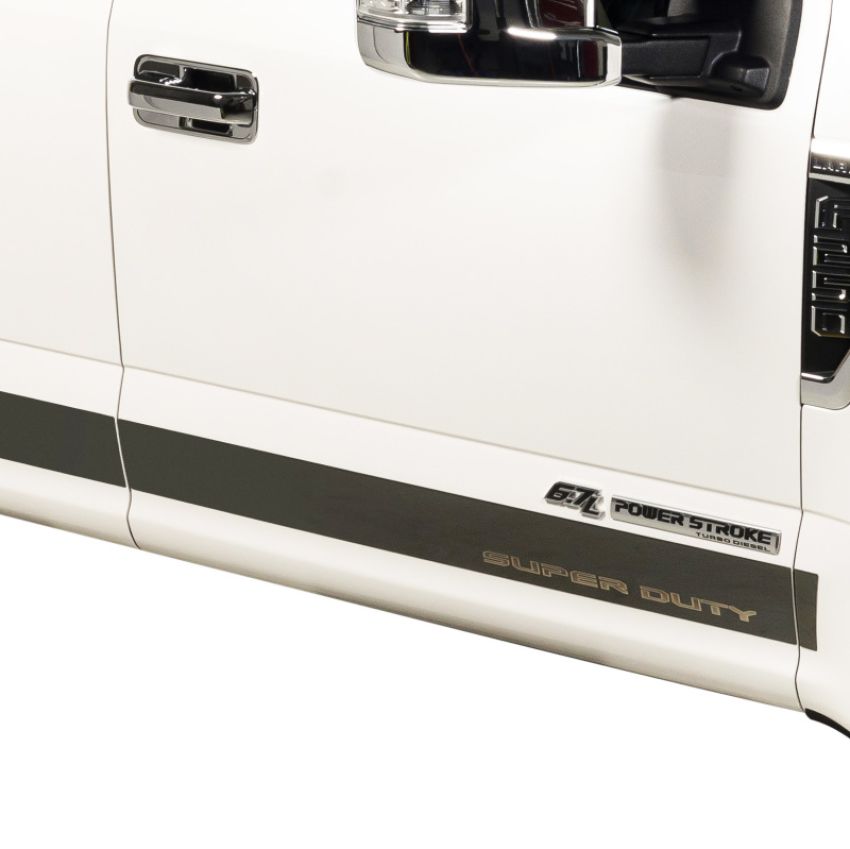 Putco 9751465BPFD 17-20 Ford SuperDuty Super Cab 8ft Box - 12pcs - 4.25inBlack Platinum Rocker Panels