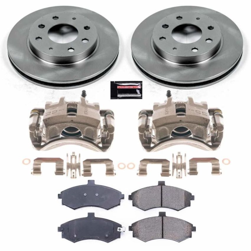 PowerStop KCOE1093A OE Stock Replacement Low-Dust Ceramic Brake Pad, Rotor and Caliper Kit