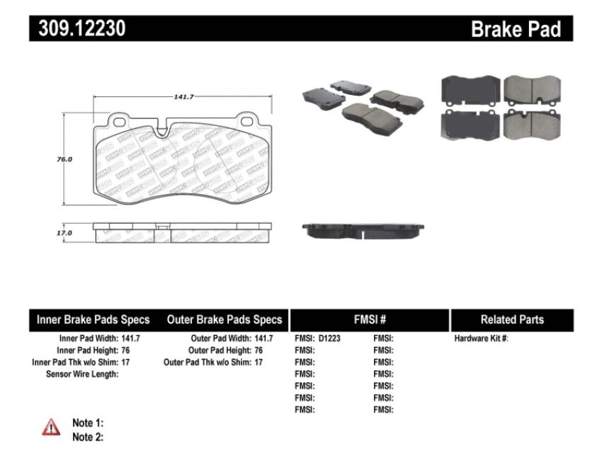 Stoptech 309.12230 Performance Brake Pads